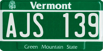 VT license plate AJS139