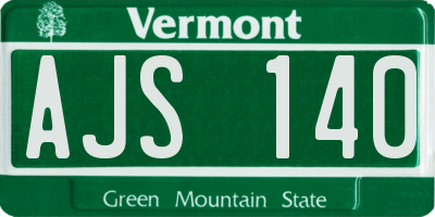 VT license plate AJS140