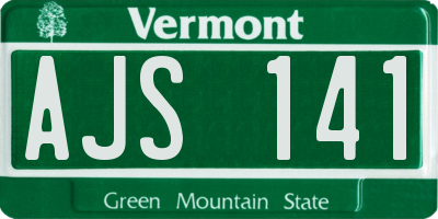 VT license plate AJS141