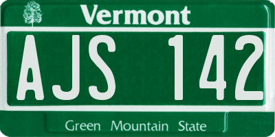 VT license plate AJS142