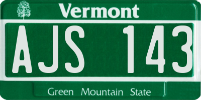 VT license plate AJS143