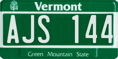 VT license plate AJS144