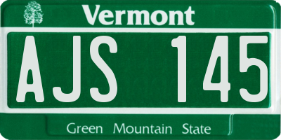 VT license plate AJS145