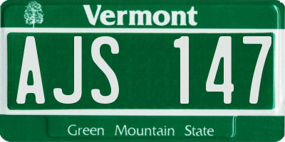 VT license plate AJS147