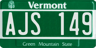 VT license plate AJS149