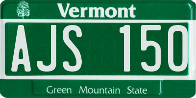 VT license plate AJS150
