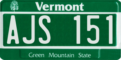 VT license plate AJS151
