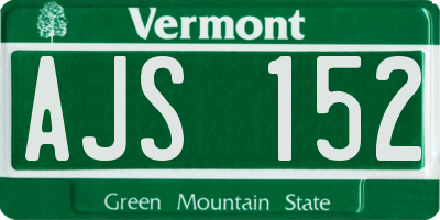 VT license plate AJS152
