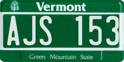 VT license plate AJS153