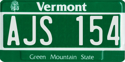 VT license plate AJS154