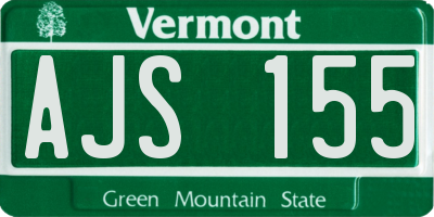 VT license plate AJS155