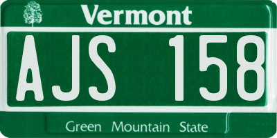 VT license plate AJS158