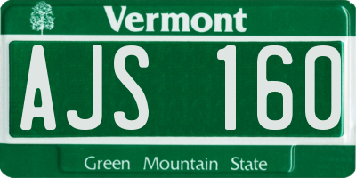 VT license plate AJS160