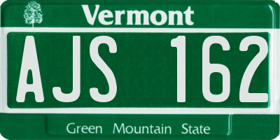 VT license plate AJS162