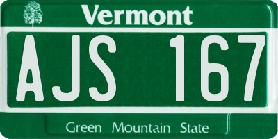 VT license plate AJS167