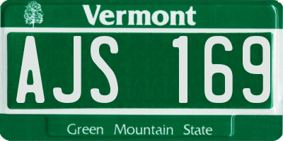 VT license plate AJS169