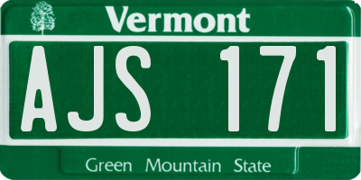 VT license plate AJS171