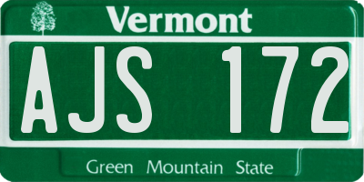 VT license plate AJS172