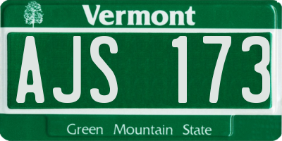 VT license plate AJS173