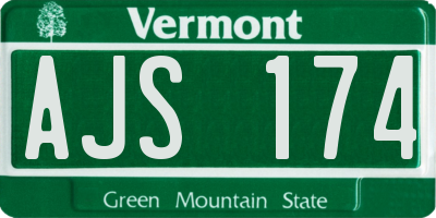 VT license plate AJS174