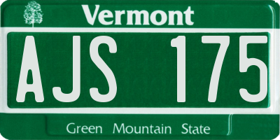 VT license plate AJS175