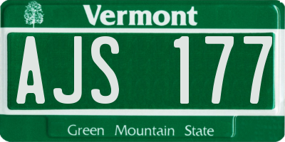 VT license plate AJS177