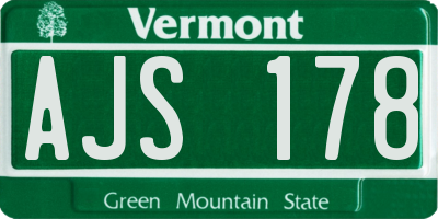 VT license plate AJS178