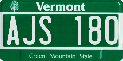 VT license plate AJS180