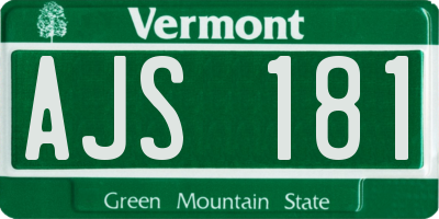 VT license plate AJS181