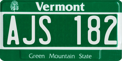VT license plate AJS182