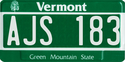 VT license plate AJS183