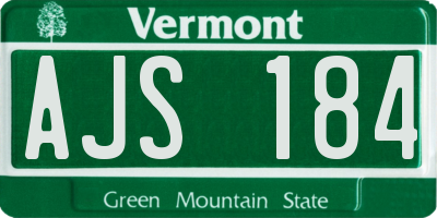 VT license plate AJS184