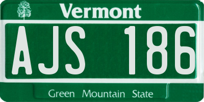 VT license plate AJS186
