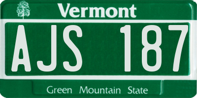 VT license plate AJS187
