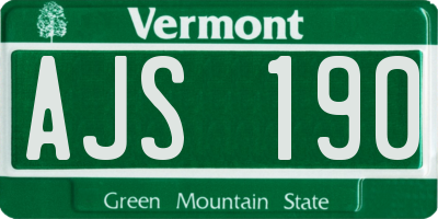 VT license plate AJS190
