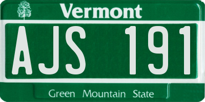 VT license plate AJS191