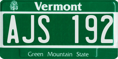 VT license plate AJS192