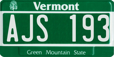 VT license plate AJS193