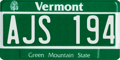 VT license plate AJS194