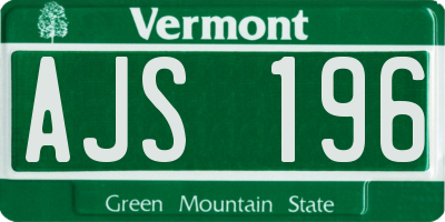 VT license plate AJS196