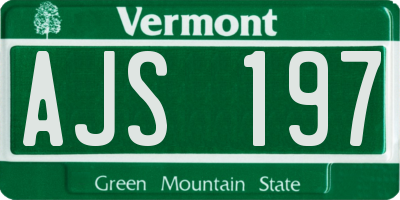 VT license plate AJS197