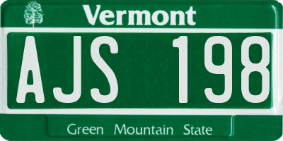 VT license plate AJS198
