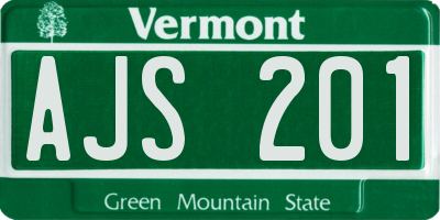 VT license plate AJS201