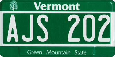 VT license plate AJS202
