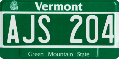 VT license plate AJS204