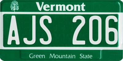 VT license plate AJS206