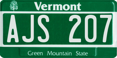 VT license plate AJS207