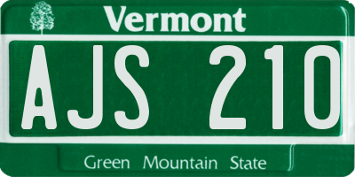 VT license plate AJS210