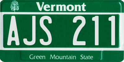 VT license plate AJS211