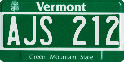 VT license plate AJS212